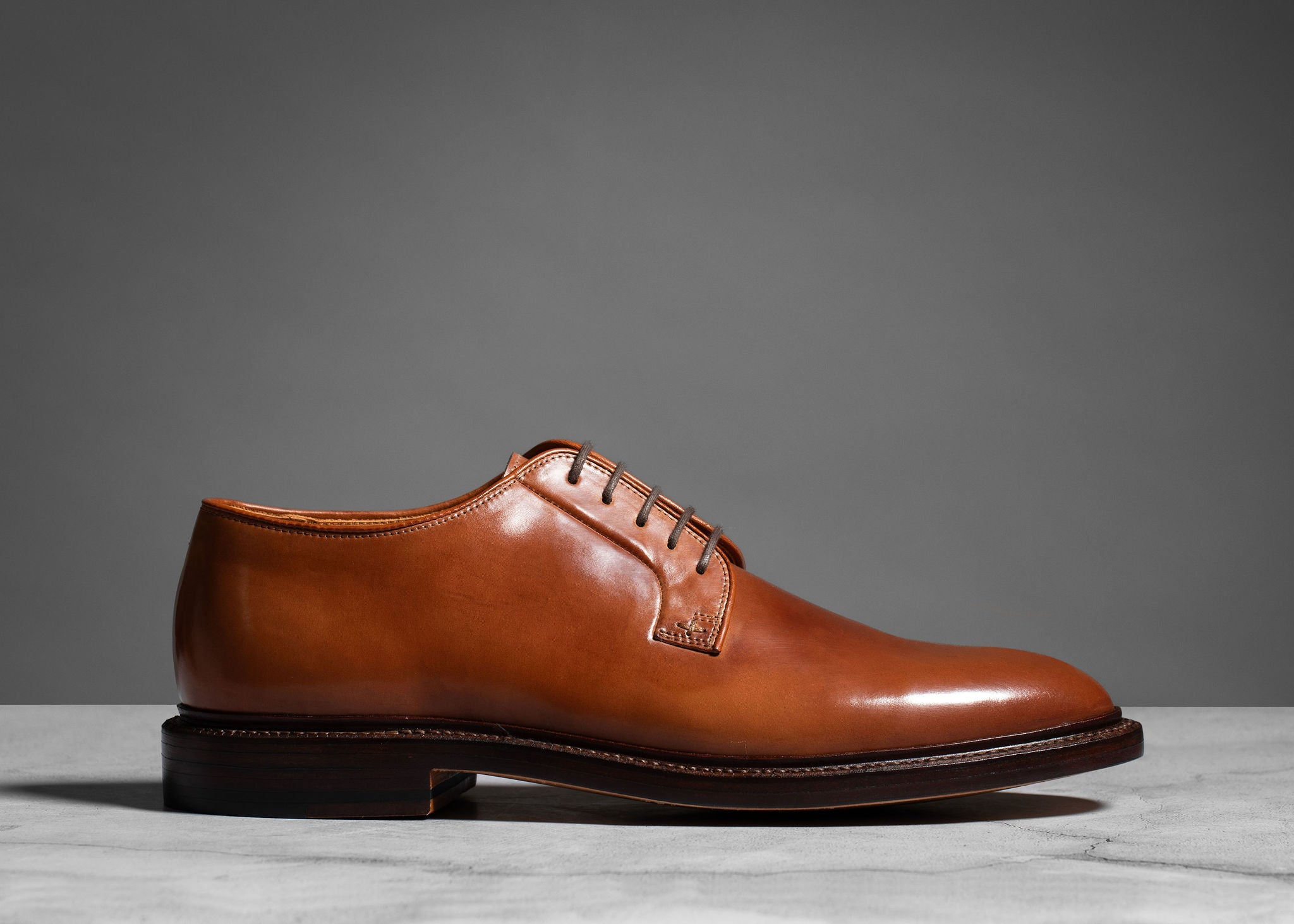 Pre-Order | Plain Toe Blucher Honey Glazed Shell Cordovan
