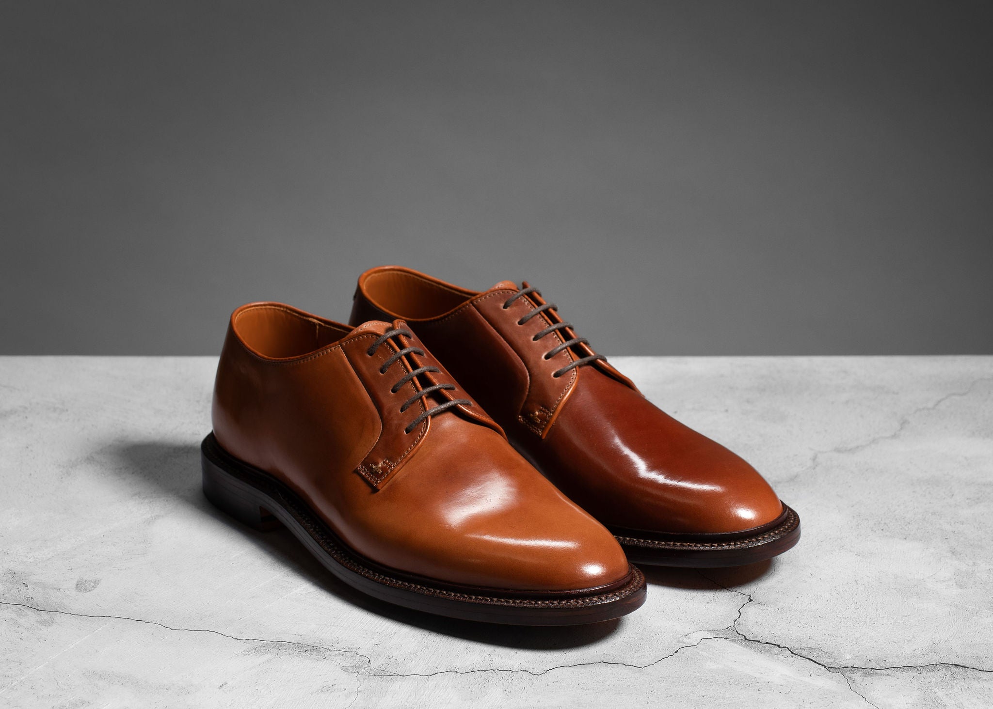 Pre-Order | Plain Toe Blucher Honey Glazed Shell Cordovan